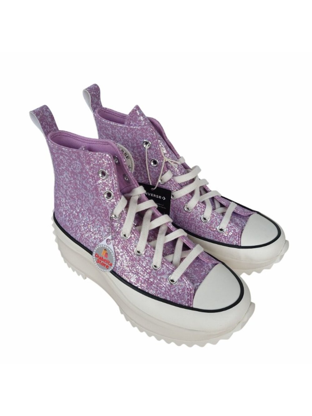 ⭐Converse Run Star Hike Hi Glitter Size 7.5 Women Shoes Sneakers Purple A10096C - Picture 3 of 10